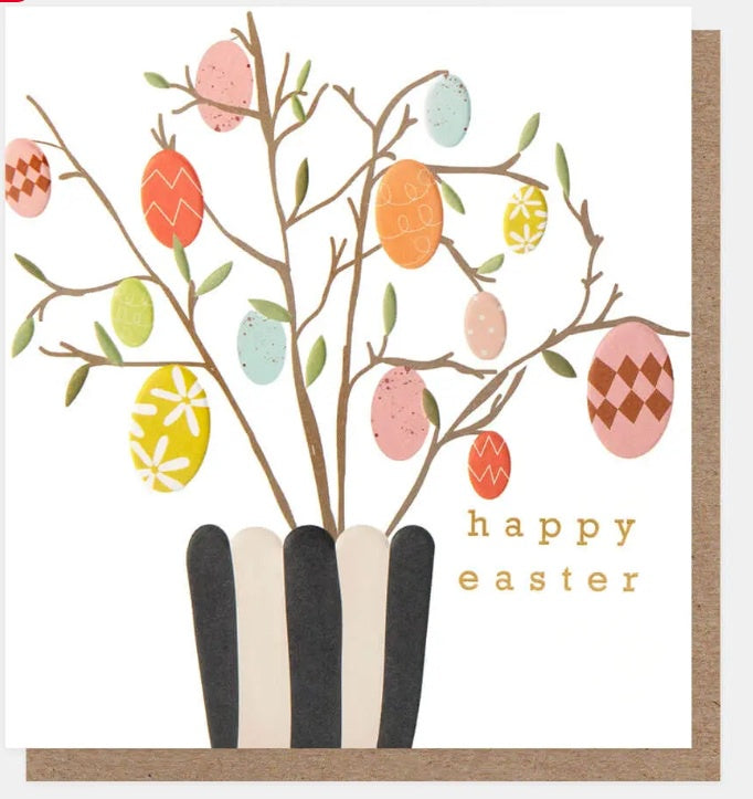 Easter Card: Happy Easter Hanging Eggs On Branches - Caroline Gardner