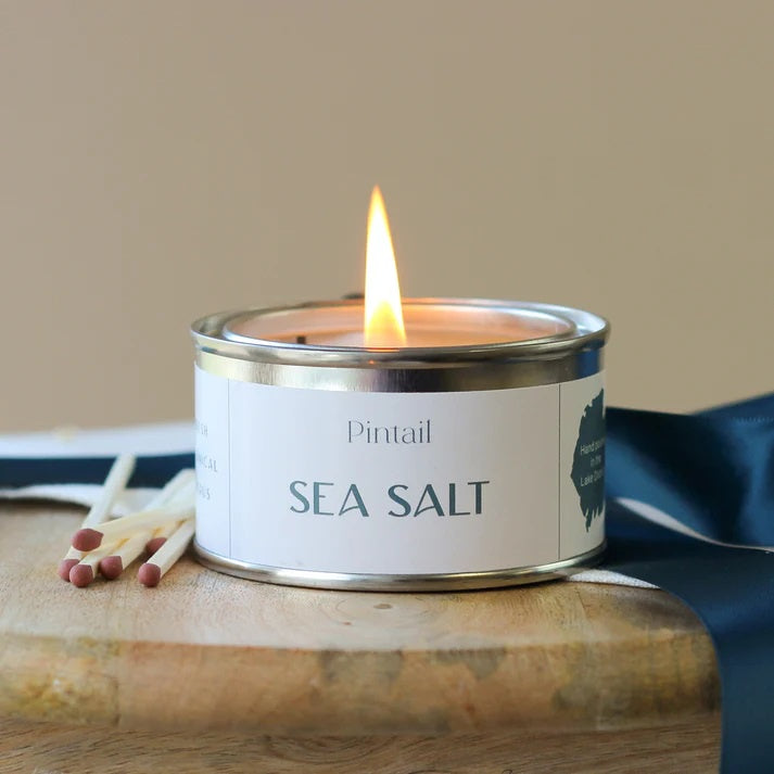 Candle: Scented Tin 14 hrs - Sea Salt - White Wax