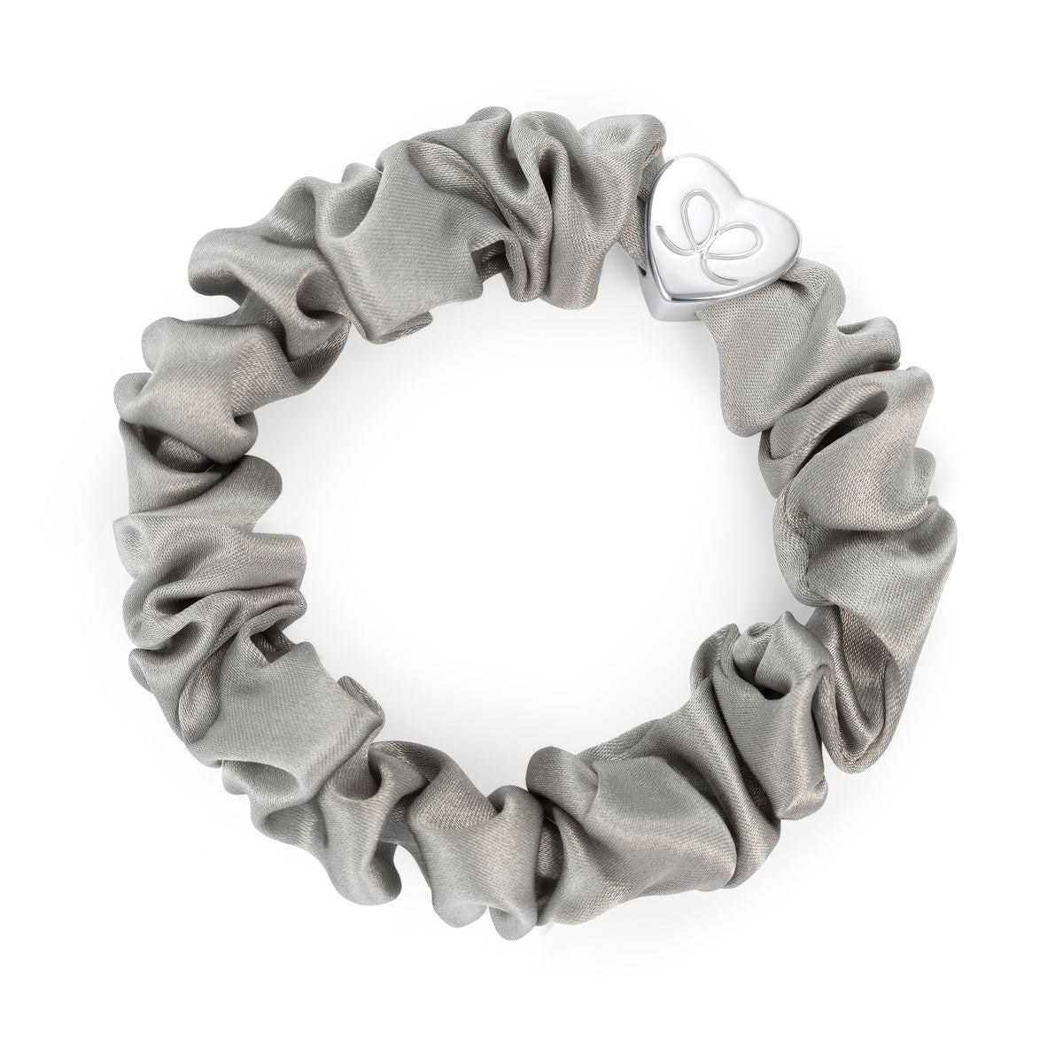Hairband Bracelet: Silk Scrunchie Silver Heart - Cobalt Blue - By Eloise