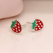 Earrings: Stud Small Summer Strawberry- Sterling Silver - POM