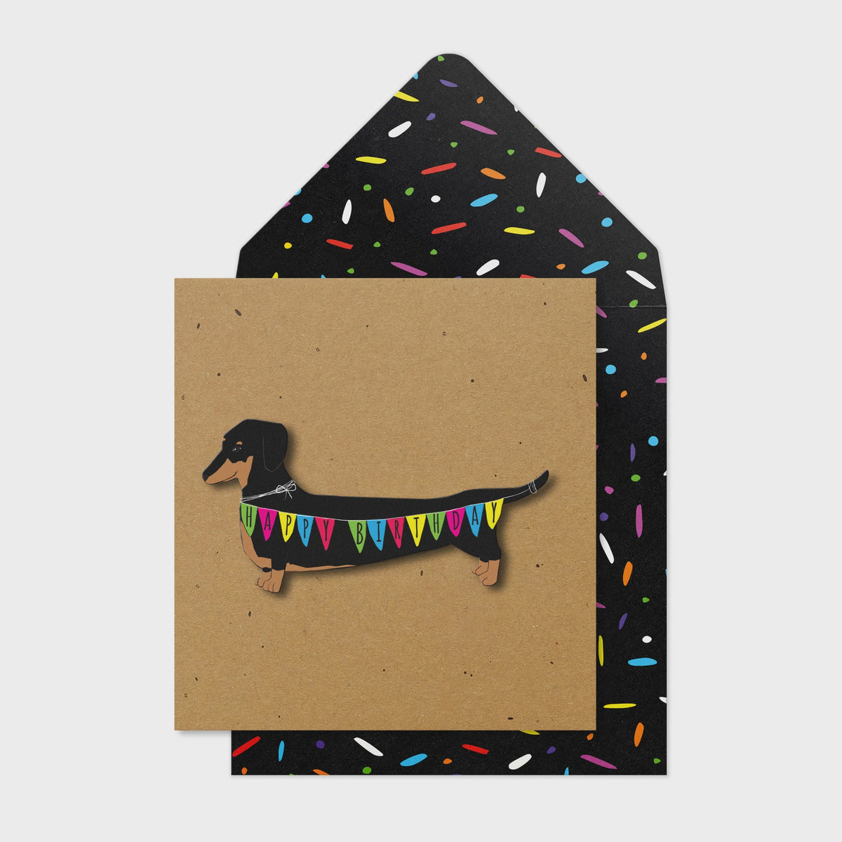 Birthday Card: 3D Happy Birthday' Dachshund - Tache