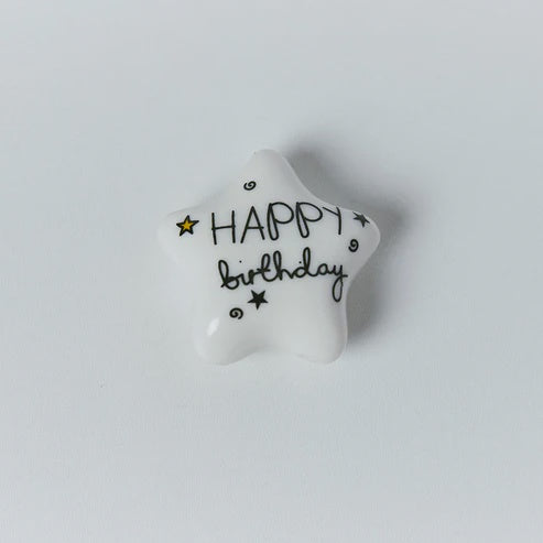 Star Pebble: Porcelain Token - Happy Birthday - BellyButton Designs