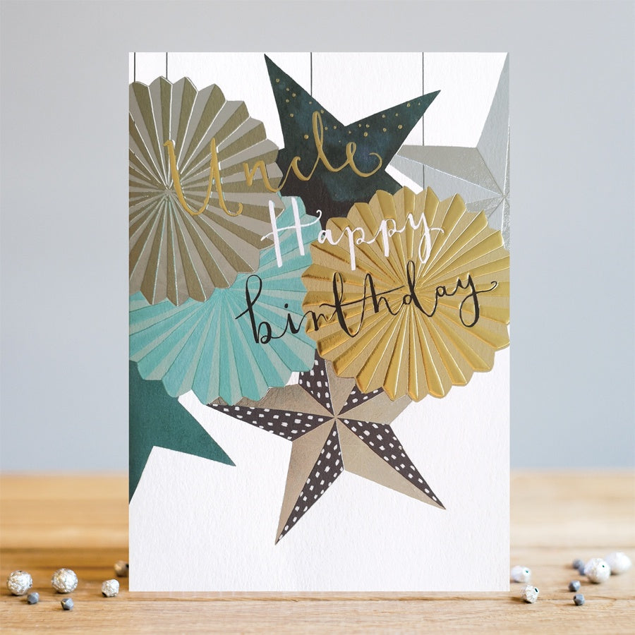 Uncle Card: Gold Foil Paper Decs - Colourful - Louise Tiler