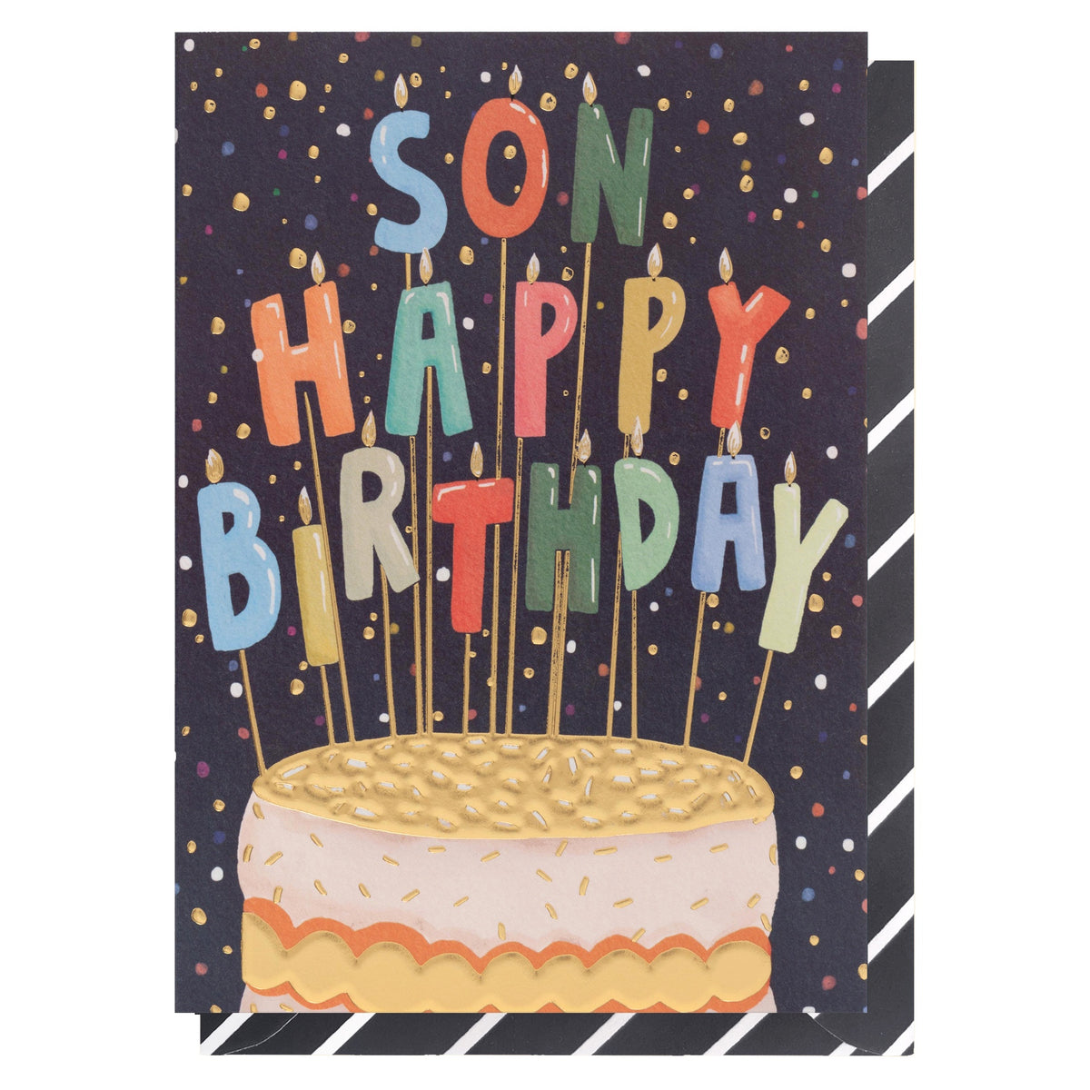 Son Card: Gold Foil Cake - Colourful - Louise Tiler