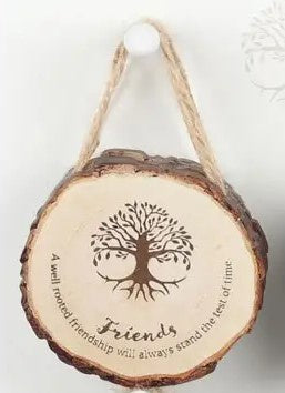 Hanging Dec: Wood Slice Sign Friends  - Natural - Something Different