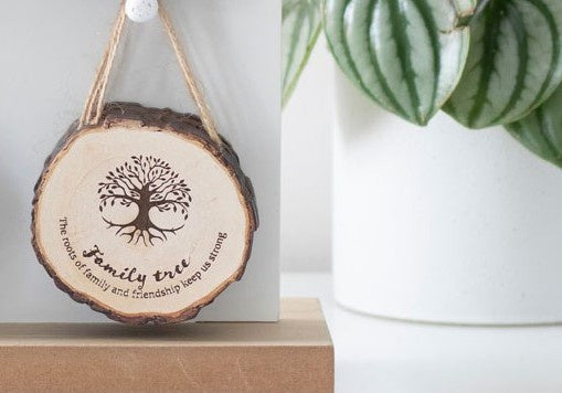 Hanging Dec: Wood Slice Sign Family Tree - Natural - Something Different
