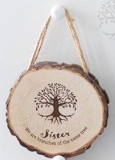 Hanging Dec: Wood Slice Sign Sister - Natural - Something Different