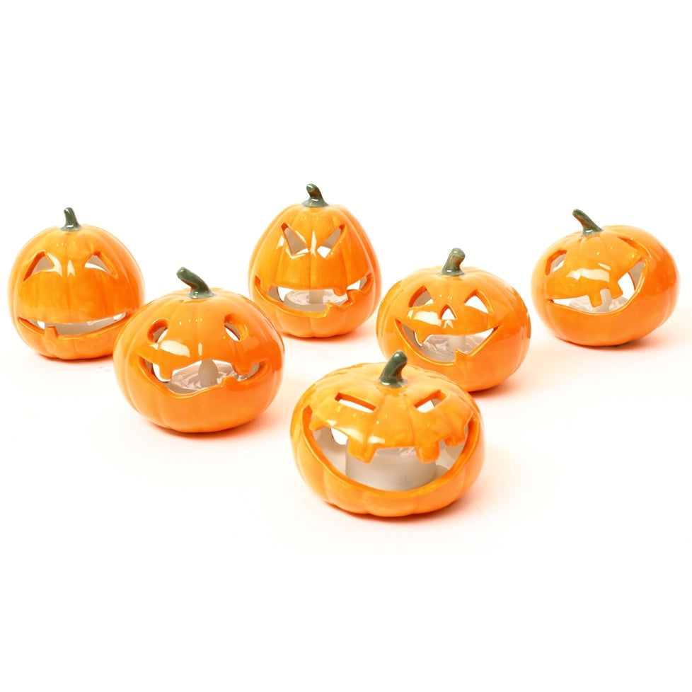 Autumn Candle Holder : Pumpkin Cut out Battery T-Light included - Orange - Heaven Sends