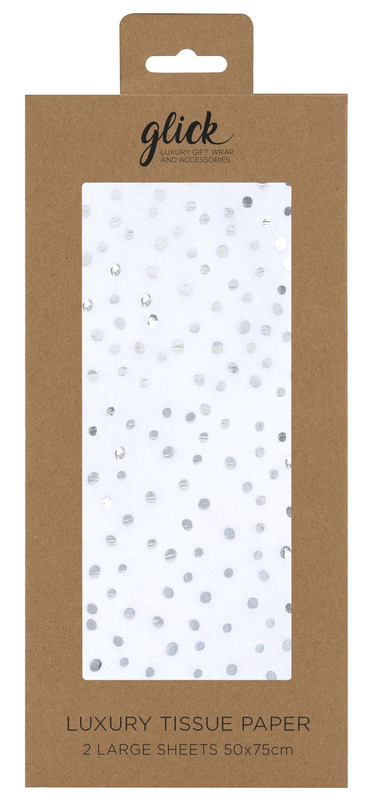 Tissue Paper: 4 Sheets Flecks Mettalic - White - Glick