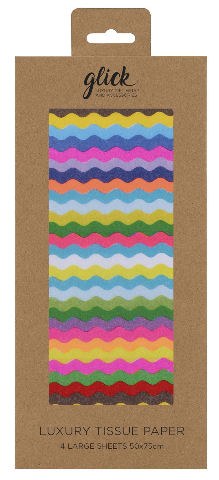 Tissue Paper: 4 Sheets Ric Rac Brights Wavy Lines - Multicolour - Paper Salad