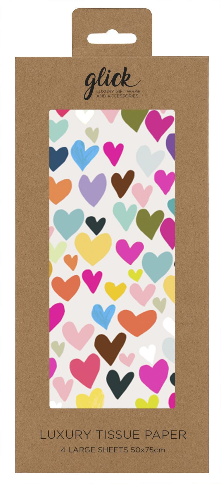 Tissue Paper: 4 Sheets Besotted Brights Hearts - Multicolour - Paper Salad