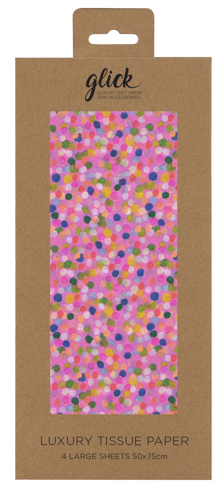 Tissue Paper: 4 Sheets Spotty Brights - Pink - Paper Salad