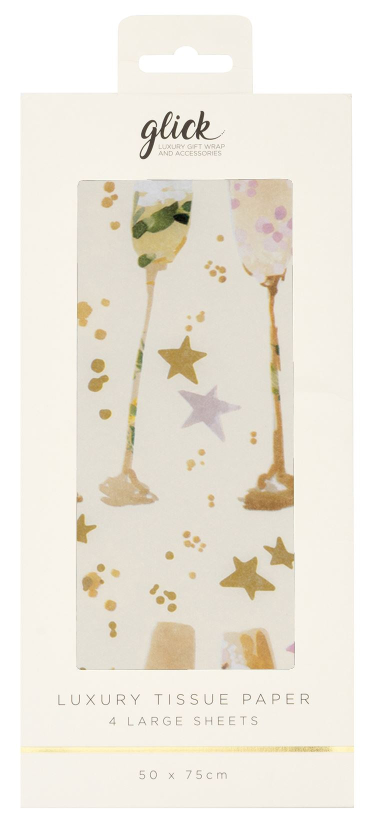 Tissue Paper: 4 Sheets Luxury - Champagne Flutes - Gold - Glick