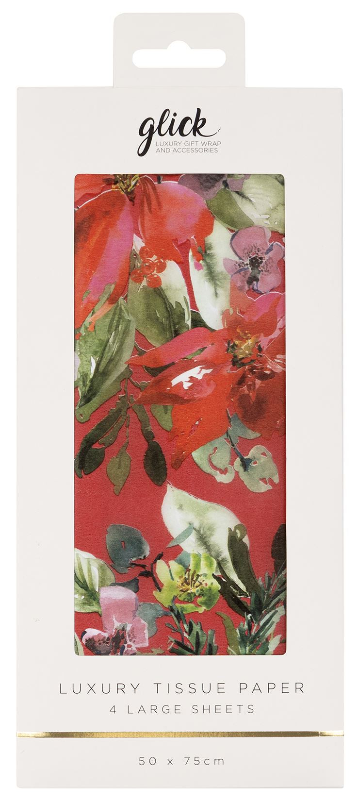 Tissue Paper: 4 Sheets Plush Poinsettia - Red - Glick
