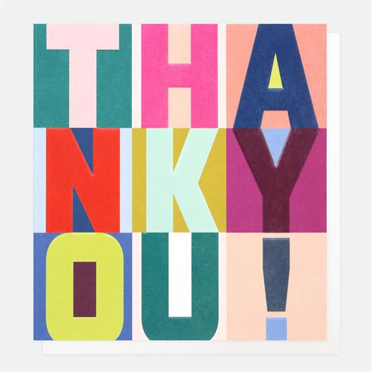 Thank You Card: colourful Text Gold Foil - Colourful - Caroline Gardner