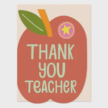 Teacher Card: Thank you teacher apple Cut Out Small - Red - Raspberry Blossom