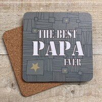 Grandad Coaster: The Best Papa Ever - Green - White Cotton