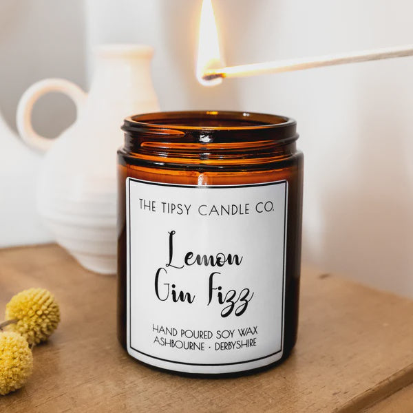 Candle: Scented Lemon Gin Fizz - White - The Tipsy Candle Co.