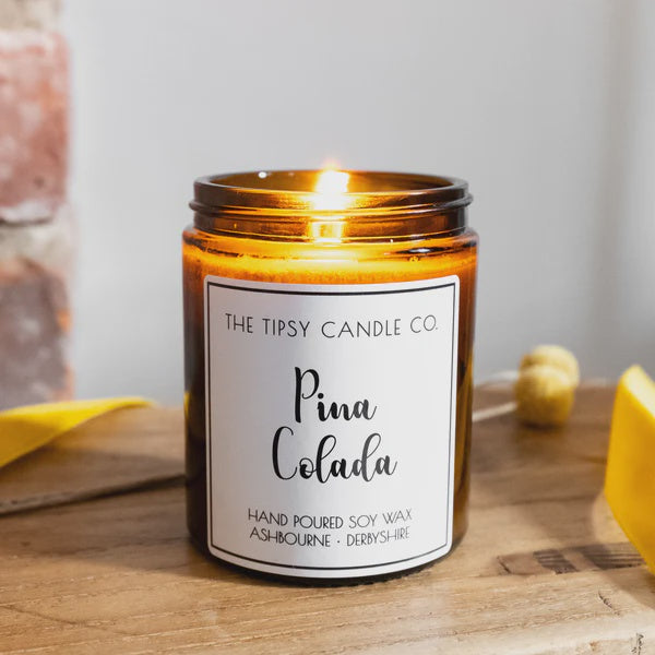 Candle: Scented Pina Colada - White - The Tipsy Candle Co.