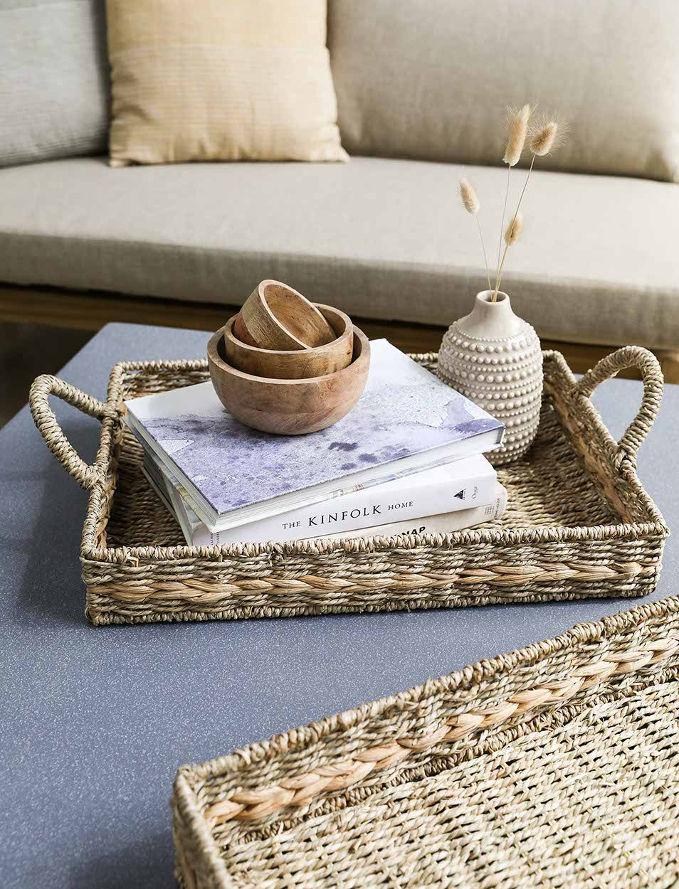 Tray:Rectangular Seagrass Set Of 2   - Garden Trading
