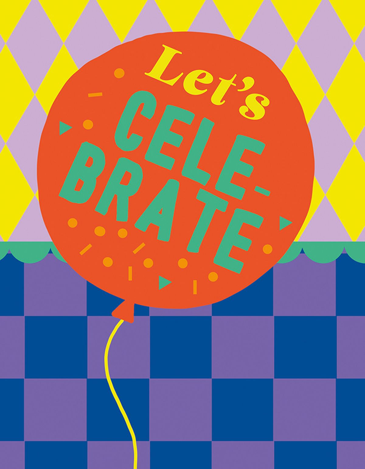 Birthday Card: Lets Celebrate Balloon - Mint