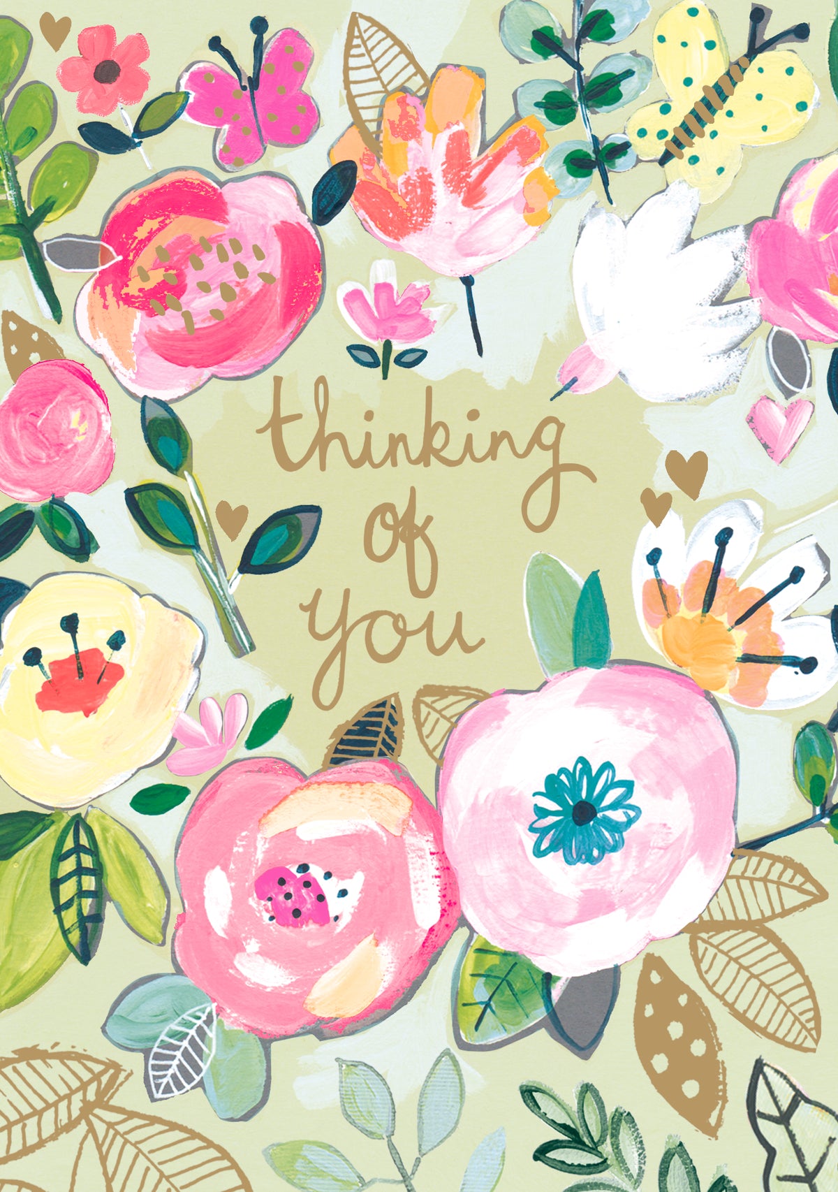 Thinking Of You Card: Floral Foil - Neon - Paper Salad