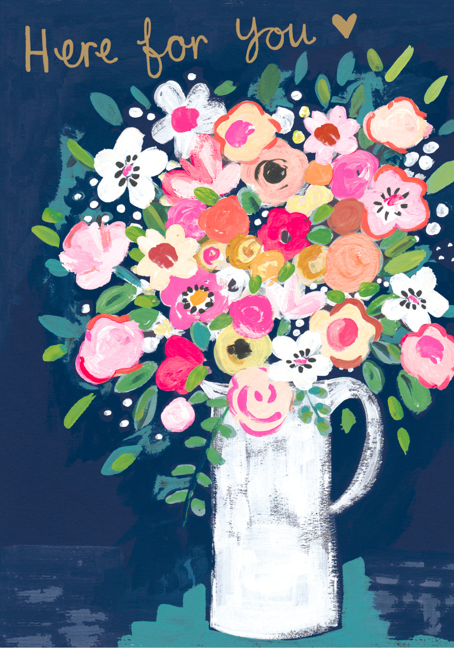 Thinking Of You Card: HERE FOR YOU Bunch Flowers Foil - Neon - Paper Salad