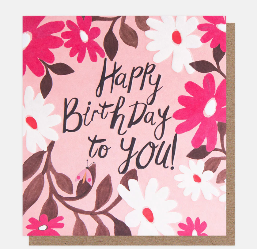 Birthday Card: Pink Flowers - Caroline Gardner