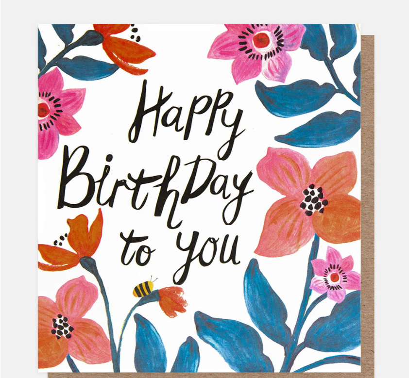 Birthday Card: Red & Pink Flowers - Caroline Gardner