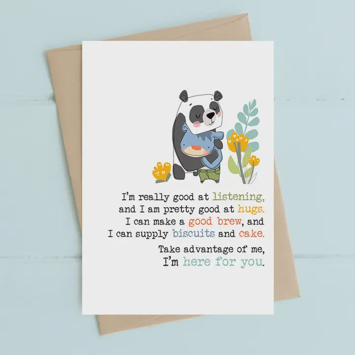 Card: Listening and Hugs - I'm Here for You - Dandelion Stationery