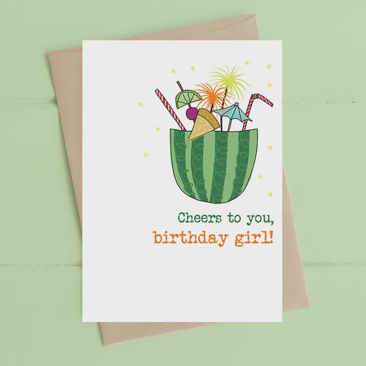 Birthday Card: Cheers to You Birthday Girl - Dandelion Stationery