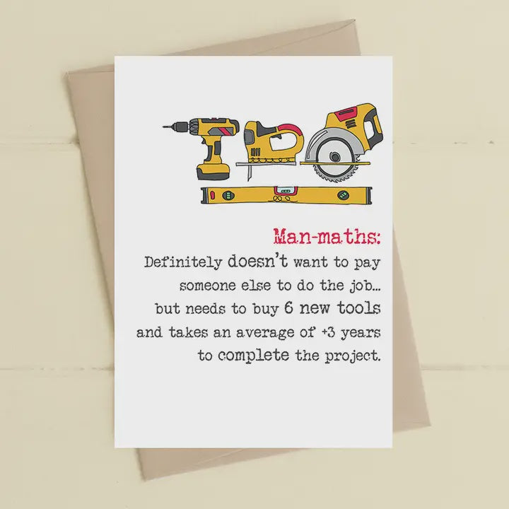 Card: Man Math  - New Tools for the Job - Dandelion Stationery