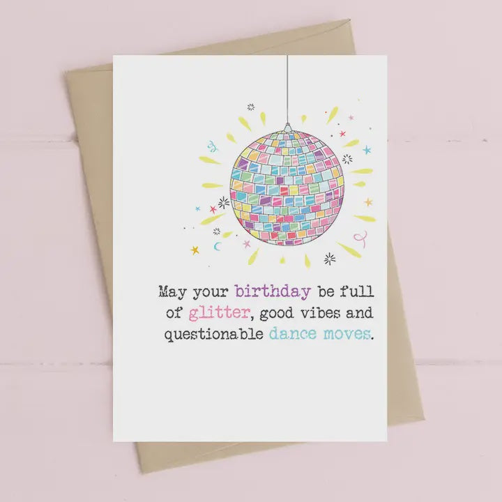 Birthday Card: Glitterball Birthday - Dandelion Stationery