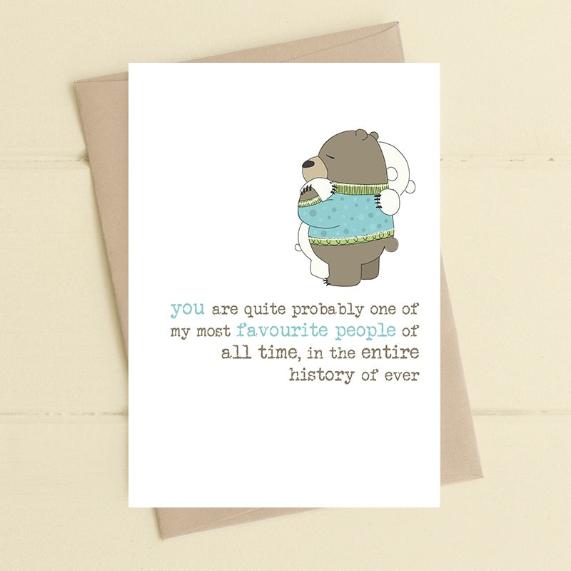 Card: One of Favourite People - Hugging Bears