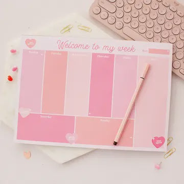 Desk Pad: A4 Welcome To My Week - Pink - Treat Box