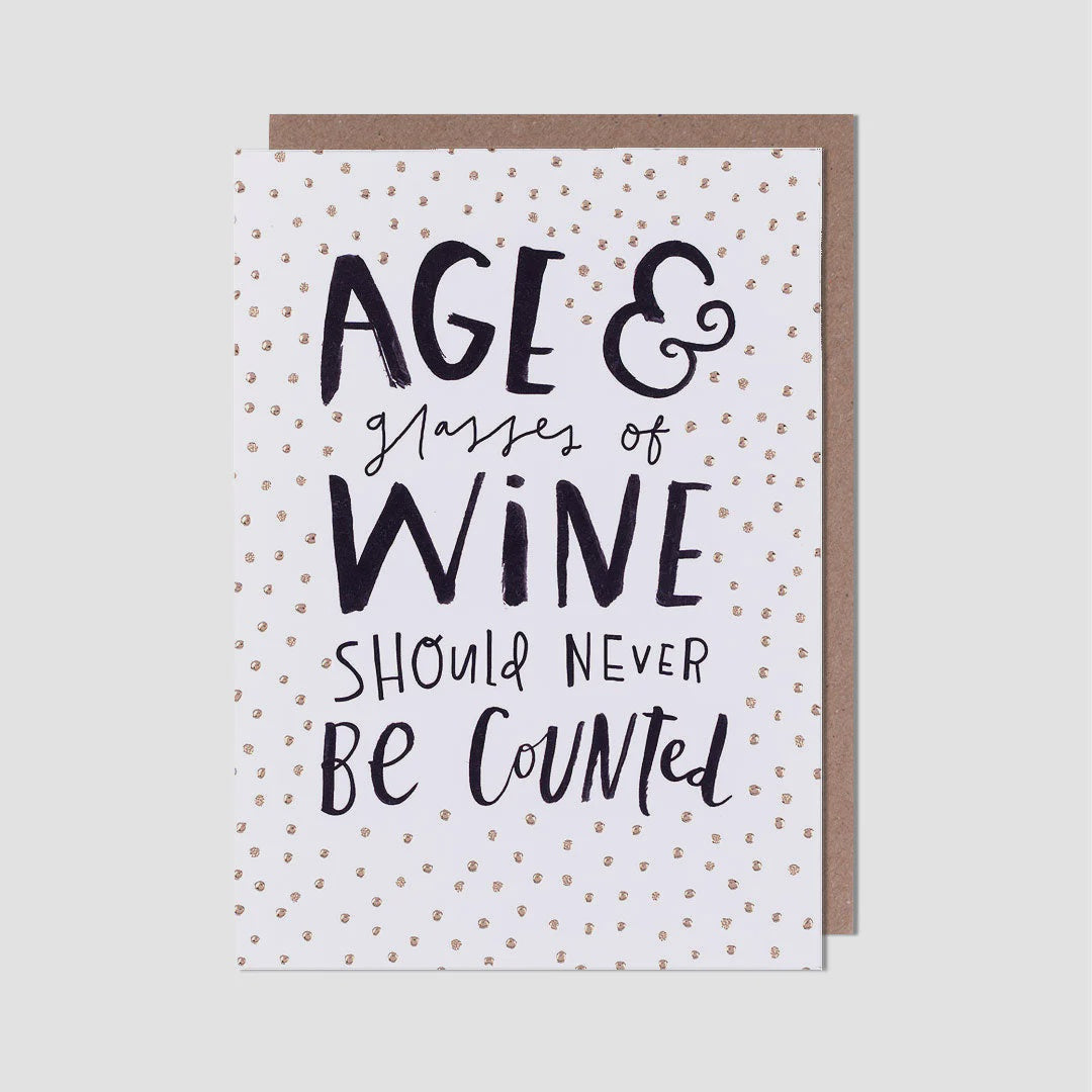 Birthday Card: Age & Glasses Of Wine   Bijou - Pigment