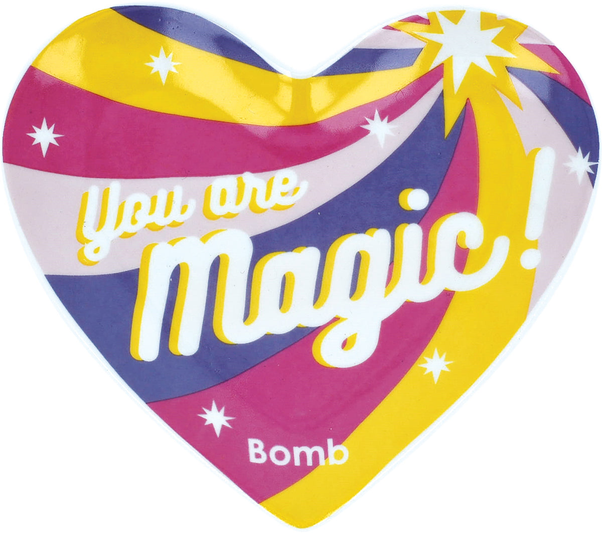 Soap Trinket Dish: Heart You Are Magic - PINK PURPLE & YELLOW - Bomb Cosmetics