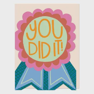 Well Done Card: You did it Cut Out Small - Rosette - Raspberry Blossom