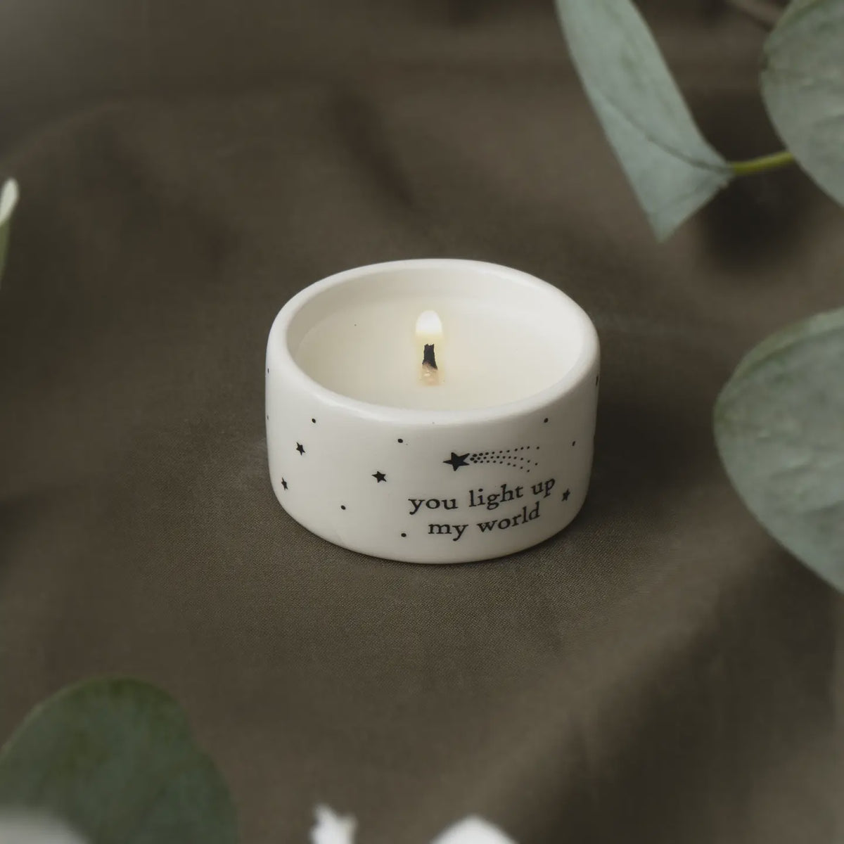 Tealight Holder : You Light Up My World  - White - CGB Giftware