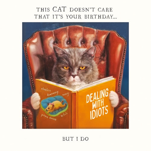 Birthday Card: Grumpy Cat Reading Doesn't Care About Your Birthday but I Do - Pigment