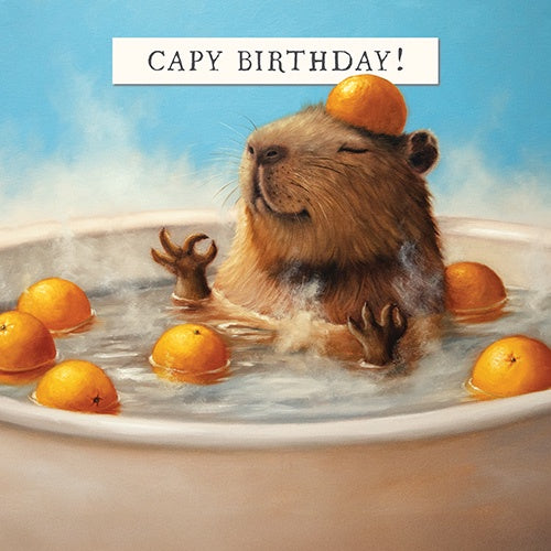 Birthday Card: Capy Birthday - Capbybara Bathing in Oranges - Pigment