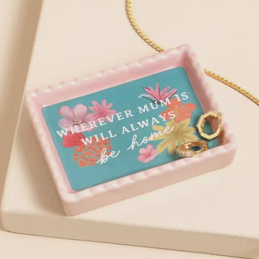 Trinket Dish: Ceramic Wherever Mum Is Will Always Be Home  - Blue - Lisa Angel