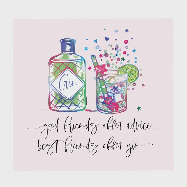 Friend Card: Gin And Friendship - Pink - Marina B
