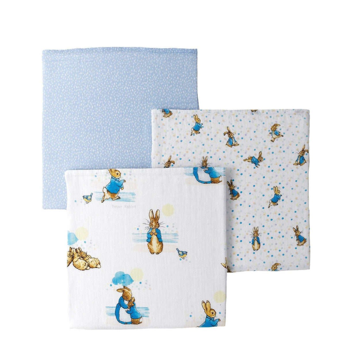 Baby Muslins: Cotton PETER MUSLIN SQUARES  SET 3 - Peter Rabbit