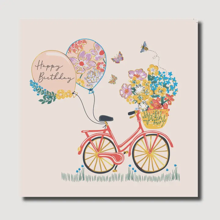 Birthday Card: Happy Birthday Floral Bike - Marina B