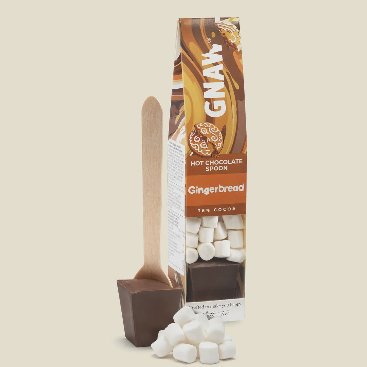 Hot Choc Stirrer: Milk Chocolate Gingerbread With Marshmallows  - GNAW