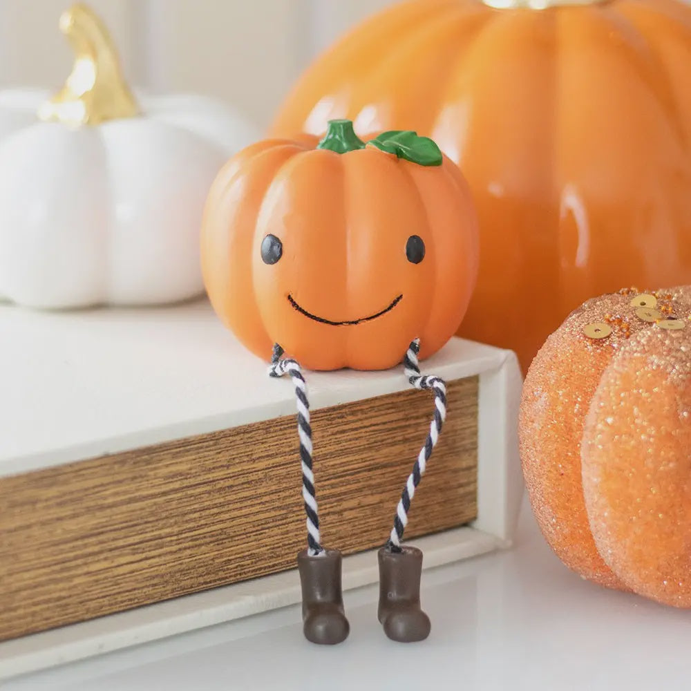 Autumn Shelf Sitter: Resin Pumpkin Halloween - Orange - Something Different