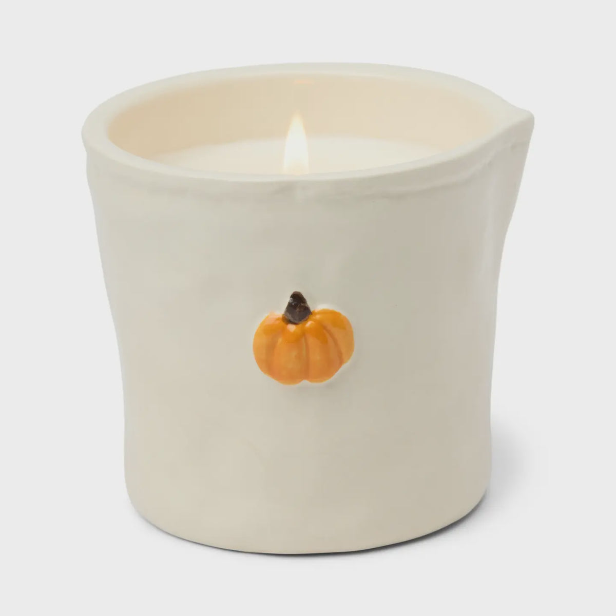 Scented Decorative Candle: Ceramic Hand Painted BISTRO Pumpkin Spiced Boxed - Cream - Paddywax