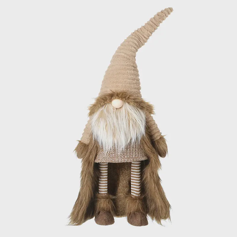 Christmas Character: Gonk Standing With Long Coat Boots & Hat - Brown - Heaven Sends