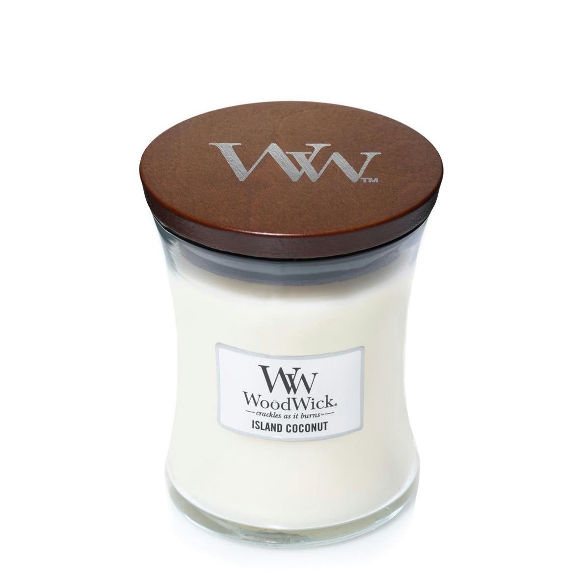 Candle: Scented Woodwick Glass Medium Jar 10oz - Island Coconut